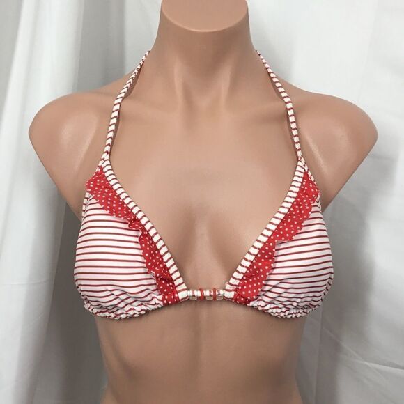 Marie Meili Contrast Ruffle Triangle Top (D7) - Picture 1 of 7